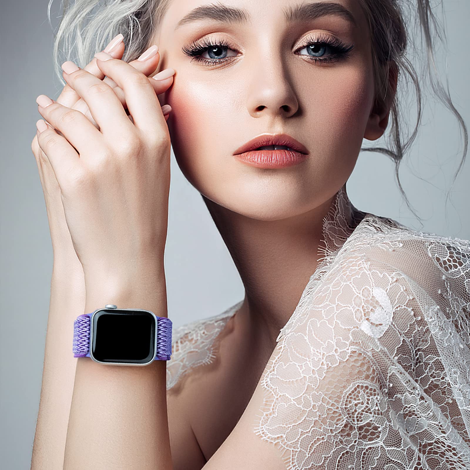 SAMYERLEN Stretchy Braided Solo Loop Compatible for Apple Watch Band 38mm 40mm 41mm 42mm 44mm 45mm 46mm 49mm Adjustable Elastic Nylon for iWatch Series 11 10 9 - View 5 of 6