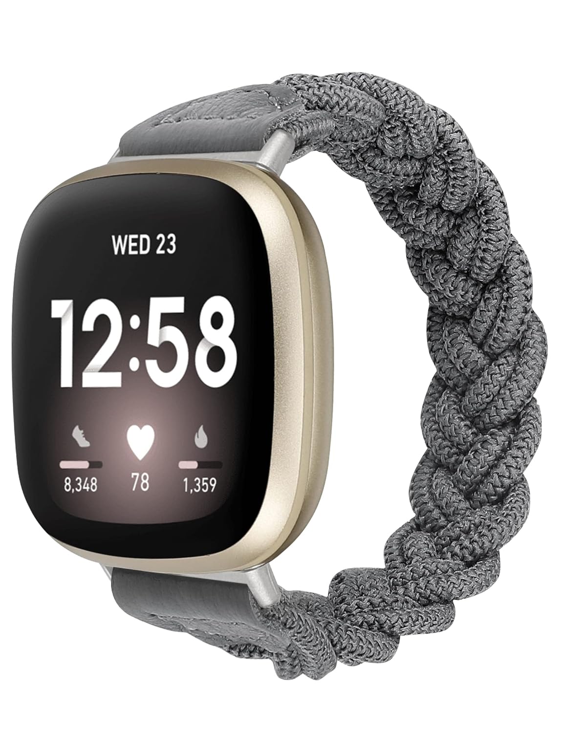 Wearlizer Wearlizer Elastic Band Compatible with Fitbit Versa 4 Bands for Woman Versa 3 Sense 2 Sense Bands Women, Slim Solo Loop Braided Strap Stretchy Woven - View 6 of 9