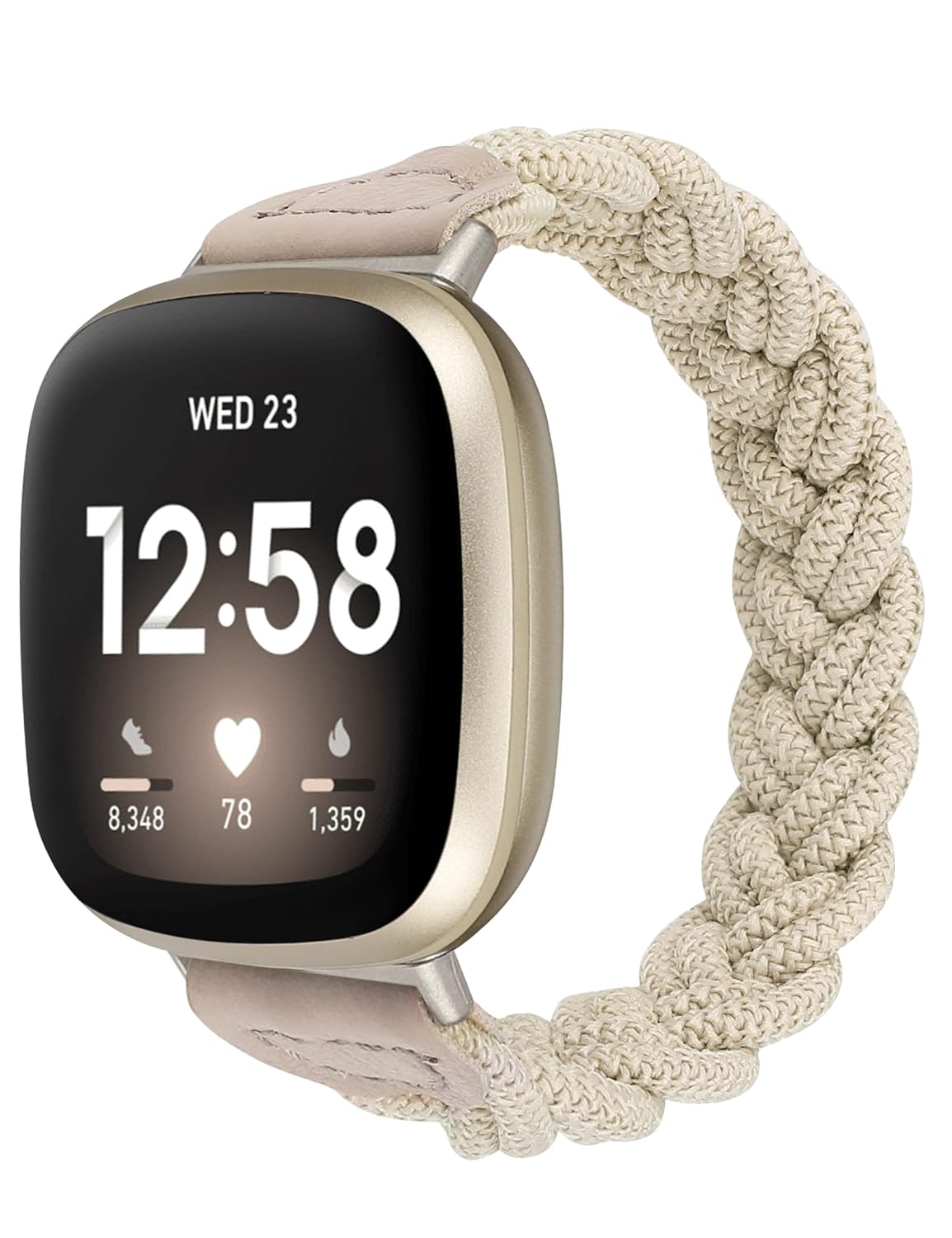 Wearlizer Wearlizer Elastic Band Compatible with Fitbit Versa 4 Bands for Woman Versa 3 Sense 2 Sense Bands Women, Slim Solo Loop Braided Strap Stretchy Woven - View 7 of 9