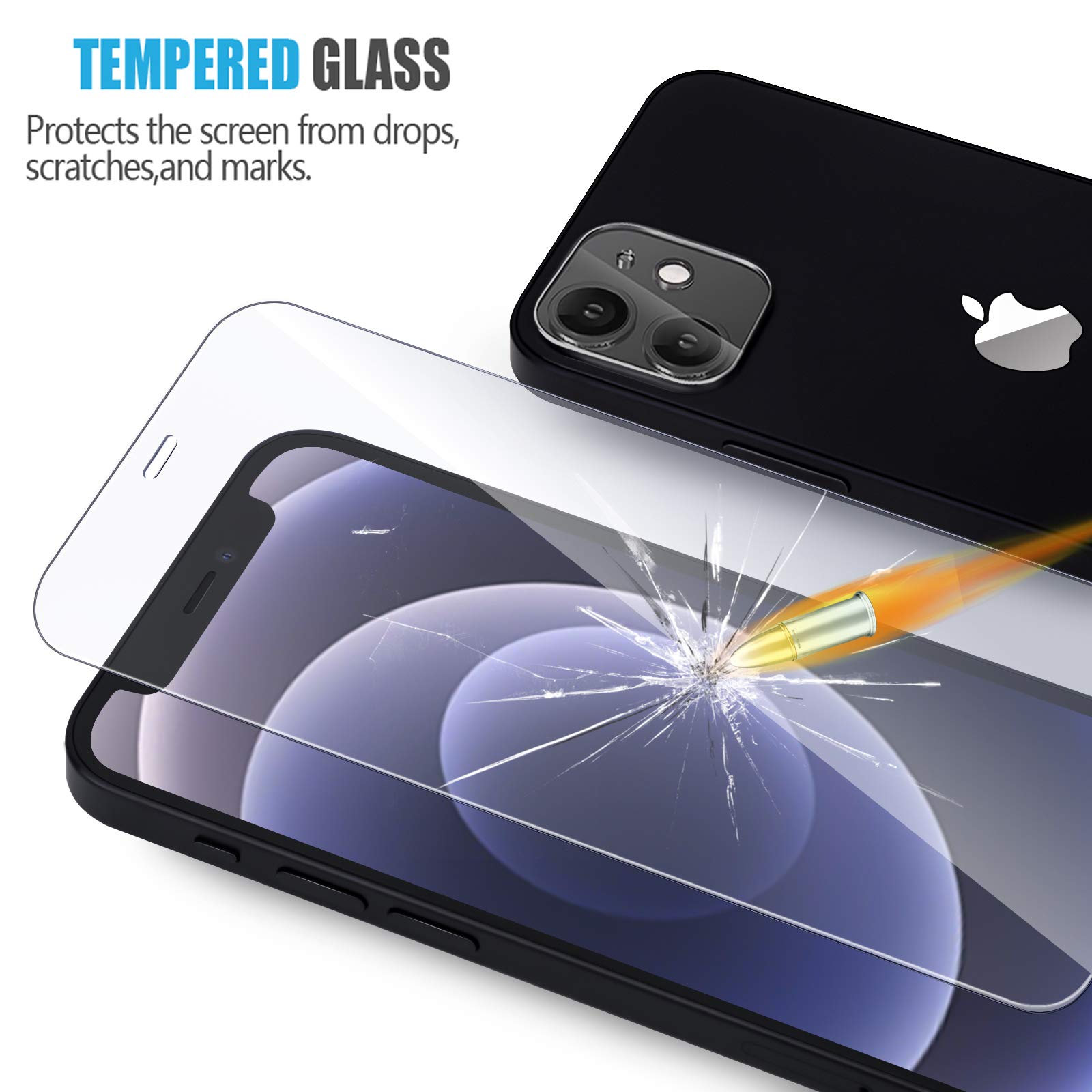 AKWOX (4-Pack) Tempered Glass Screen Protectors for iPhone 12 Mini 5.4-inch with Back Covers, Akwox 9H Front Screen Protector and Back Screen Protector for - View 3 of 7