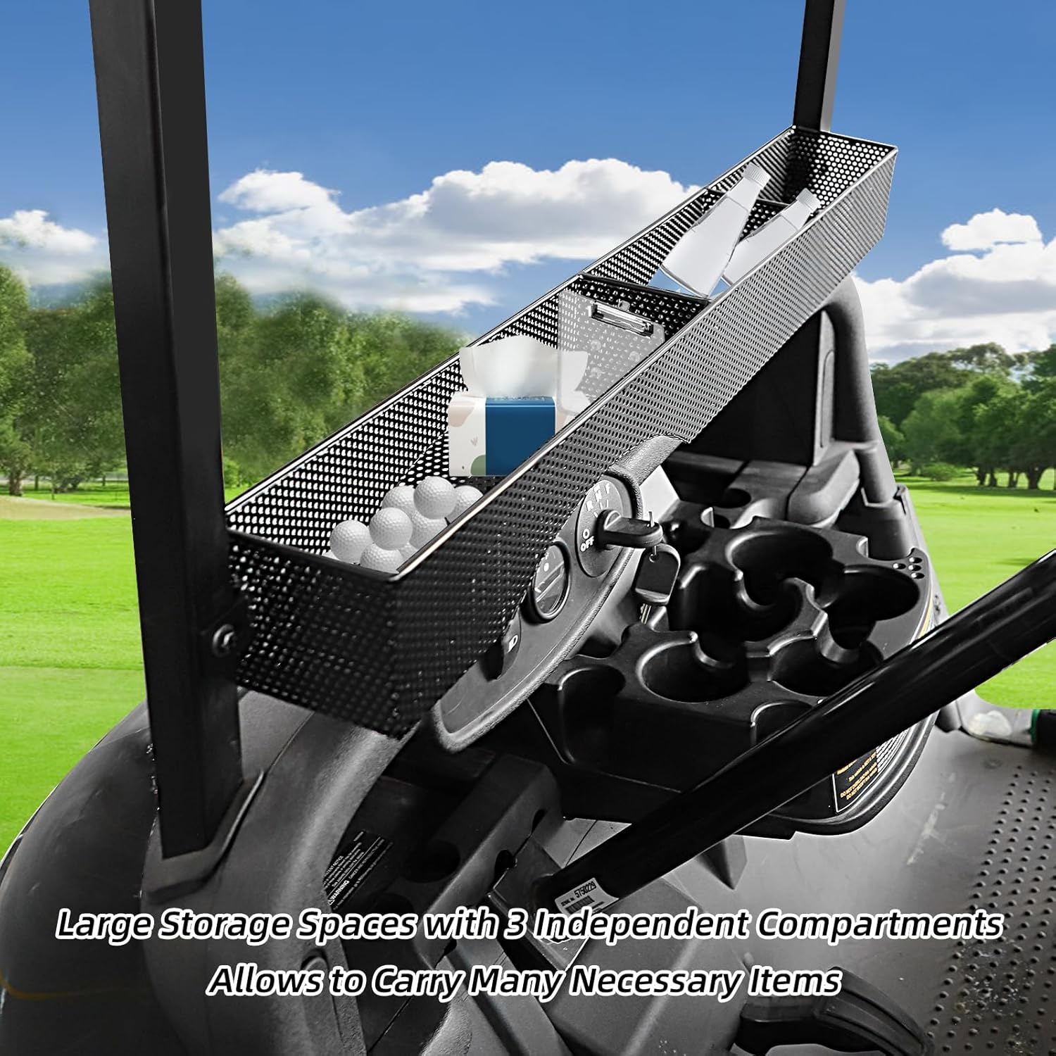 Roykaw Roykaw EZGO RXV Front Storage Basket Tray Organizer for 2008-up Golf Cart Models - Upgrade One Piece Solid Design More Sturdy and No Rattles - View 2 of 6