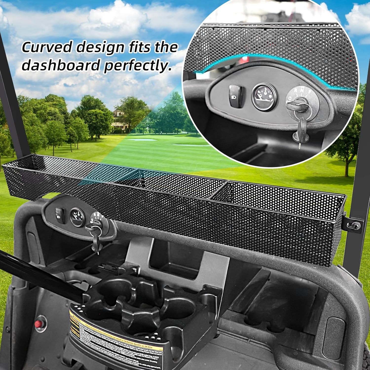 Roykaw Roykaw EZGO RXV Front Storage Basket Tray Organizer for 2008-up Golf Cart Models - Upgrade One Piece Solid Design More Sturdy and No Rattles - View 4 of 6