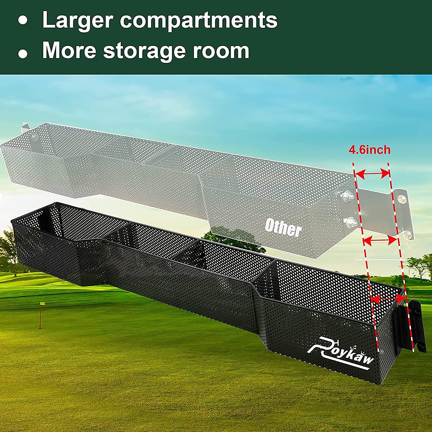 Roykaw Roykaw Golf Cart Front Inner Basket Dash Storage Tray Organizer Rack for EZGO TXT 1994-Up GandE Golf Cart, One Piece Solid Design and Large Storage - View 2 of 6