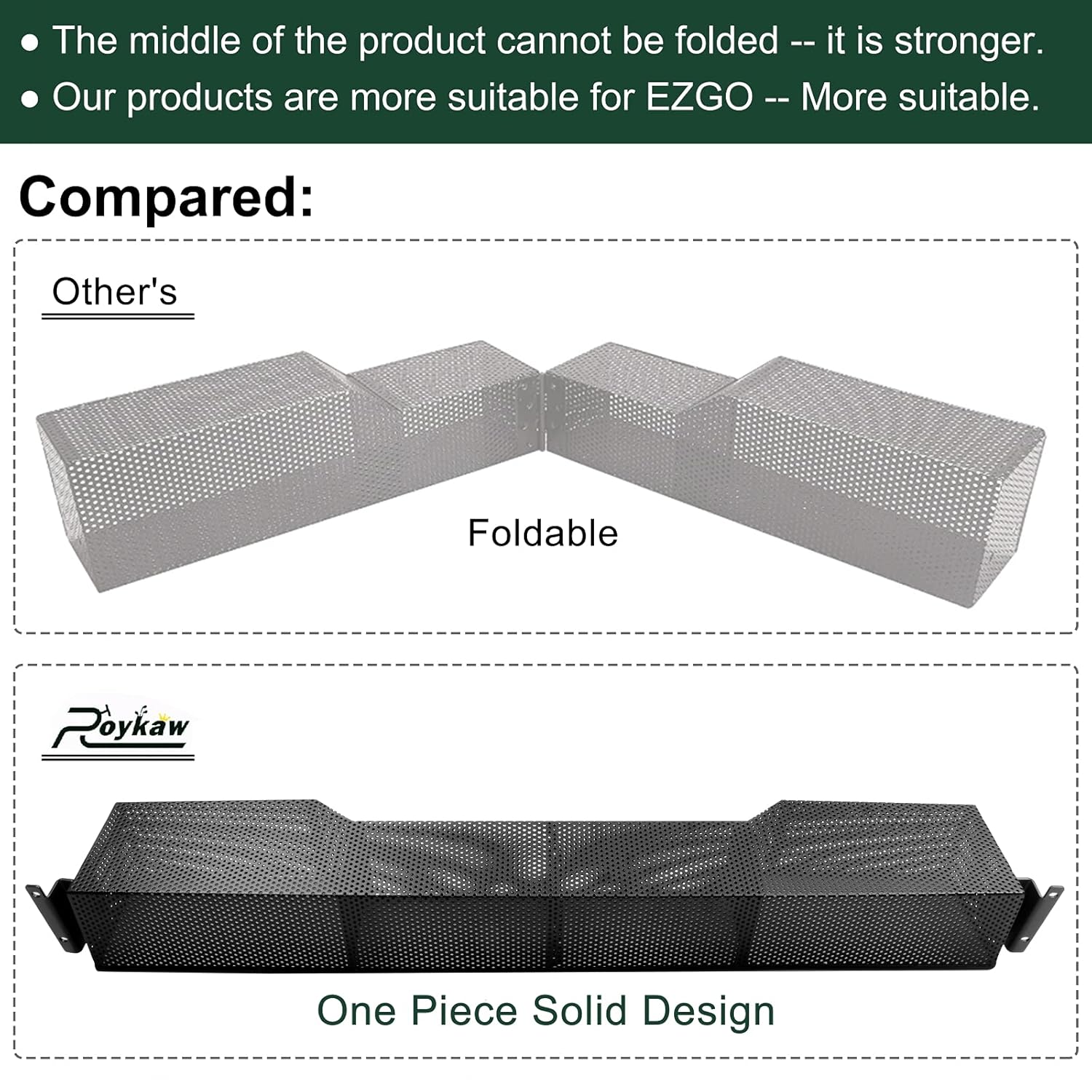 Roykaw Roykaw Golf Cart Front Inner Basket Dash Storage Tray Organizer Rack for EZGO TXT 1994-Up GandE Golf Cart, One Piece Solid Design and Large Storage - View 3 of 6