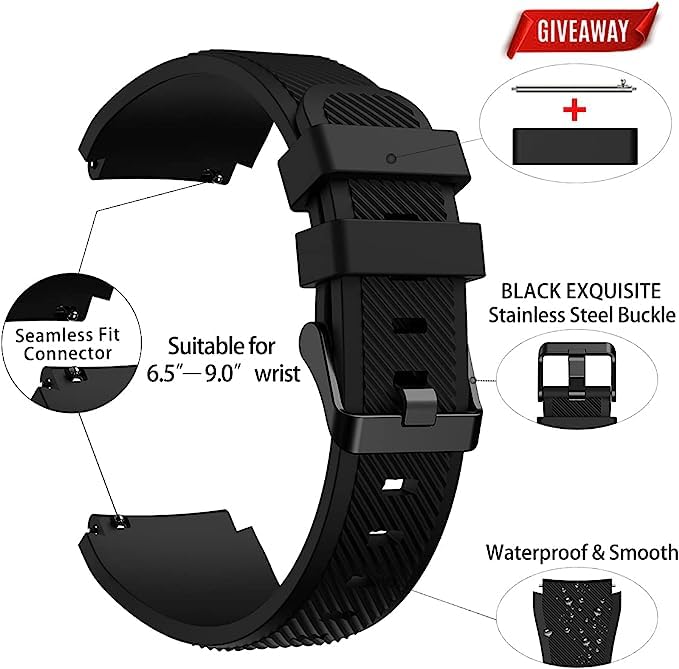 TOOLAIK TOOLAIK Band Compatible for Samsung Galaxy Watch 3 45mm Galaxy Watch 46mm Bands Gear S3 Frontier Classic, 22mm Smart Watch Band Silicone Casual - View 2 of 9