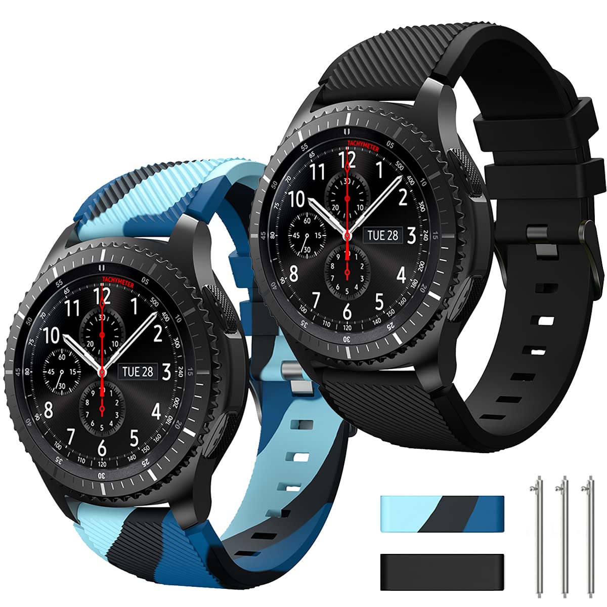 TOOLAIK TOOLAIK Silicone Band for Samsung Galaxy Watch 3 46mm Gear S3 Frontier Classic 22mm Casual Straps Accessories for Men Women Black Navy Camouflage