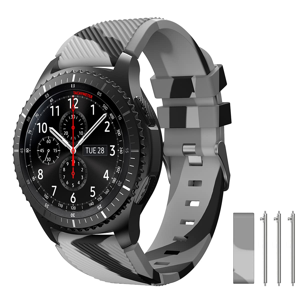 TOOLAIK TOOLAIK Silicone Band for Samsung Galaxy Watch 3 45mm Gear S3 Frontier Classic 22mm Casual Straps Accessories for Men Women Grey Camouflage