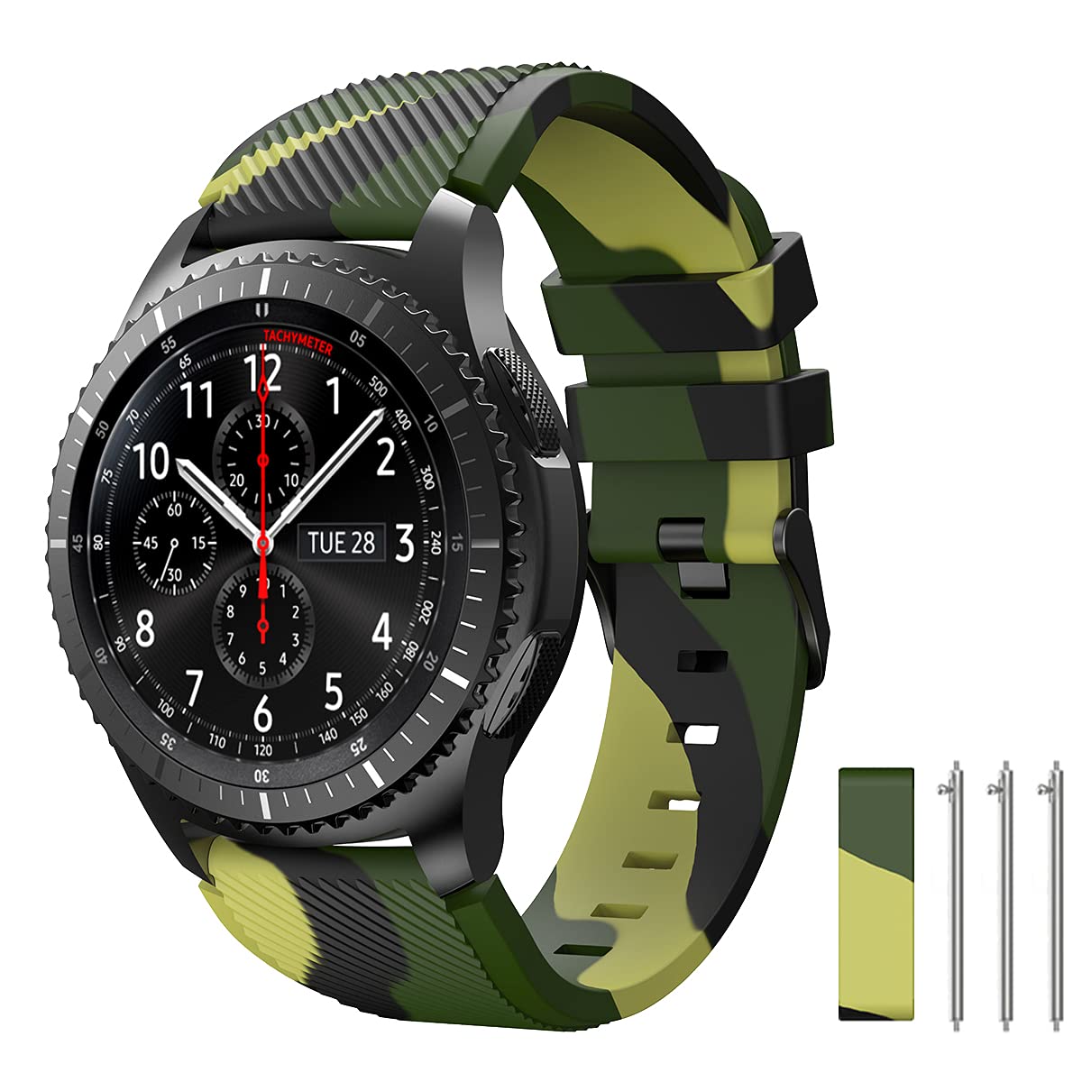 TOOLAIK TOOLAIK Silicone Band for Samsung Galaxy Watch 3 46mm Gear S3 Frontier Classic 22mm Casual Straps Accessories Army Green Camouflage