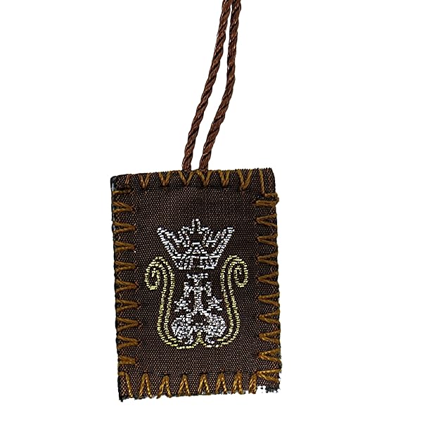 Needzo Brown Wool Embroidered Scapular Necklace for Men and Women with Sacred Heart of Jesus and Immaculate Heart of Mary 3 Pack - View 7 of 7