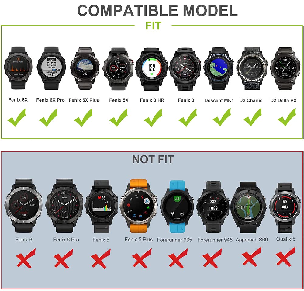 OVERSTEP OVERSTEP Compatible with Garmin Fenix 5X Band 26mm Width Soft Silicone Watch Strap for Fenix 6X Fenix 7X Fenix 5X Plus Fenix 6X Pro Fenix 3 Fenix 3 - View 3 of 7