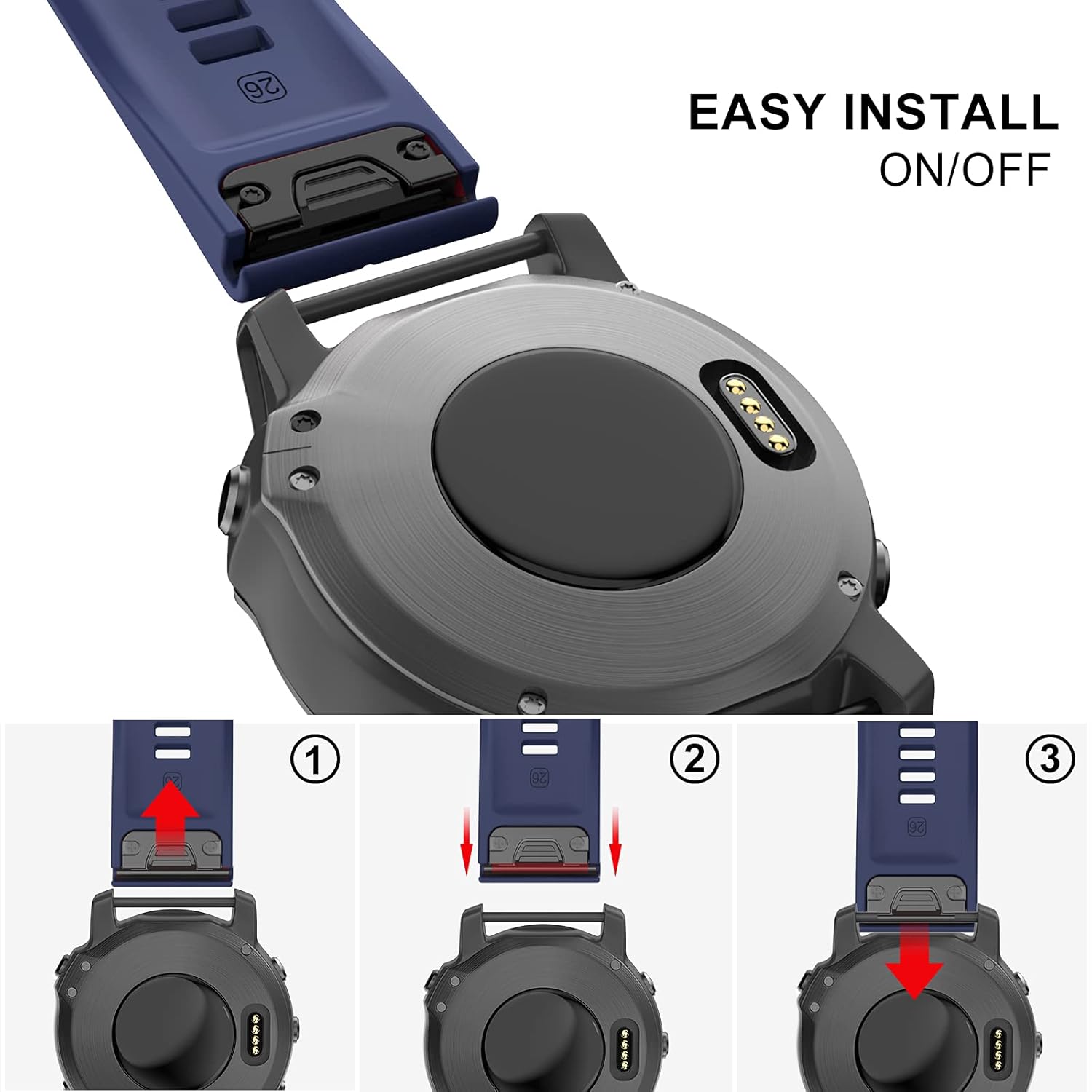 OVERSTEP OVERSTEP Replacement Band Compatible with Garmin Fenix 5x Fenix 5x Plus Fenix 6x Fenix 6x Pro Fenix 3 HR D2 Delta PX Fitness Smartwatch Accessories - View 5 of 9