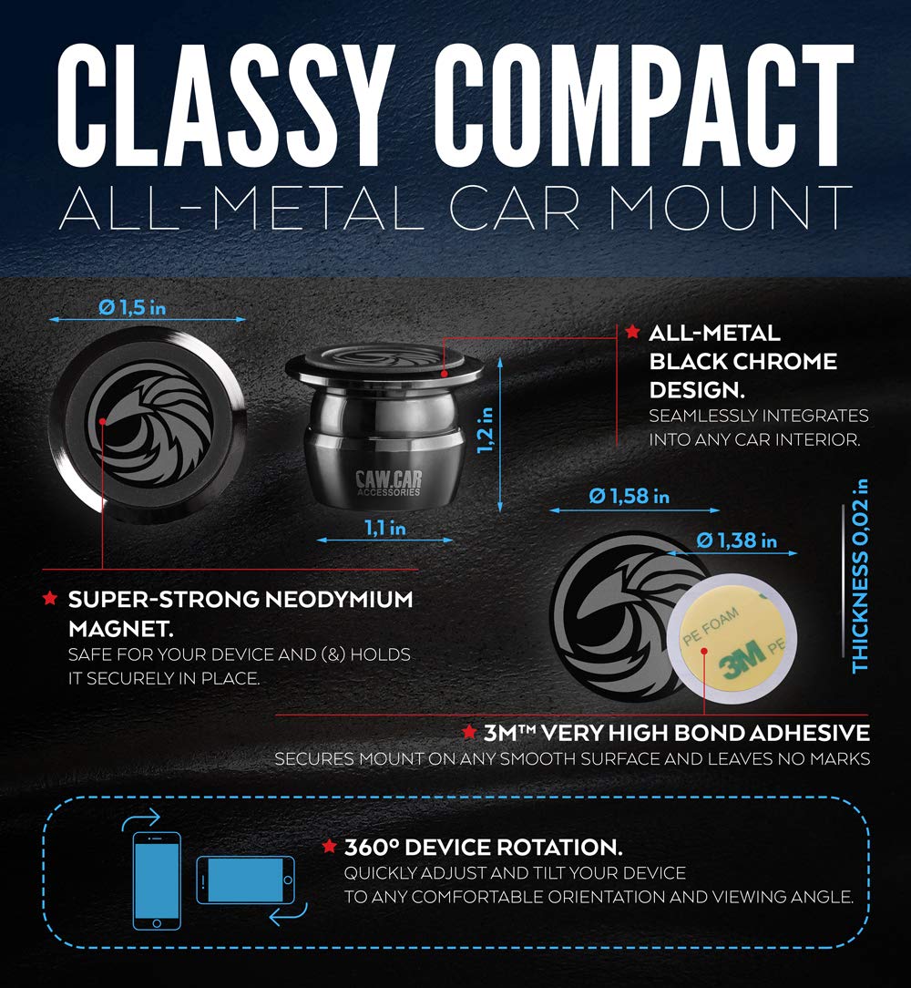 CAW.CAR Accessories Universal Car Phone Mount Magnetic - All-Metal Car Mount for Smartphone and GPS - Cell Phone Holder for Car Dashboard. +100 to Safeness and Comfort - View 5 of 7