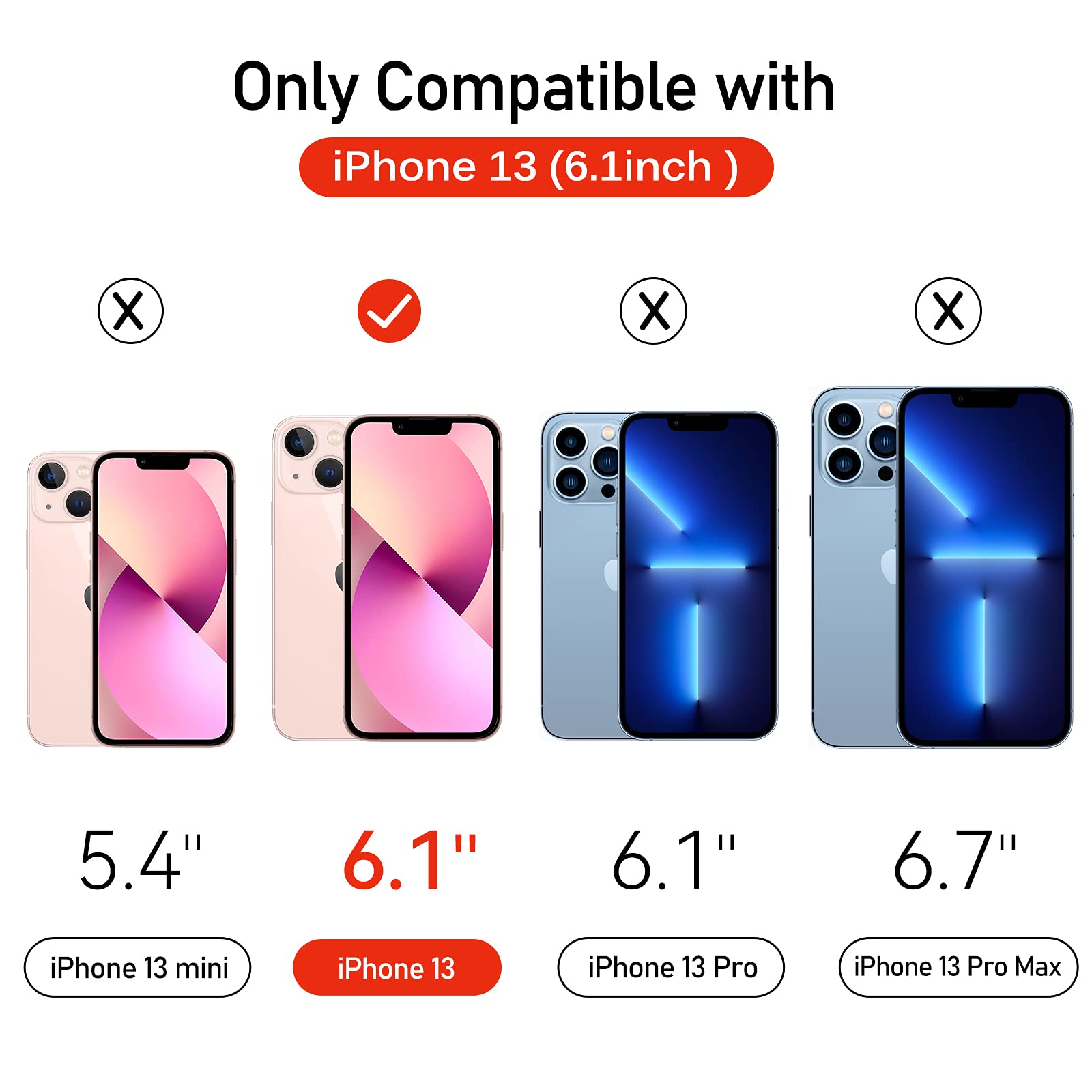 ivoler ivoler [4+2 Pack] Tempered Glass for iPhone 13 6.1 inch [4 Pack] with [2 Pack] Camera Lens Screen Protector with [Alignment Frame], Anti-Scratch Case - View 8 of 8