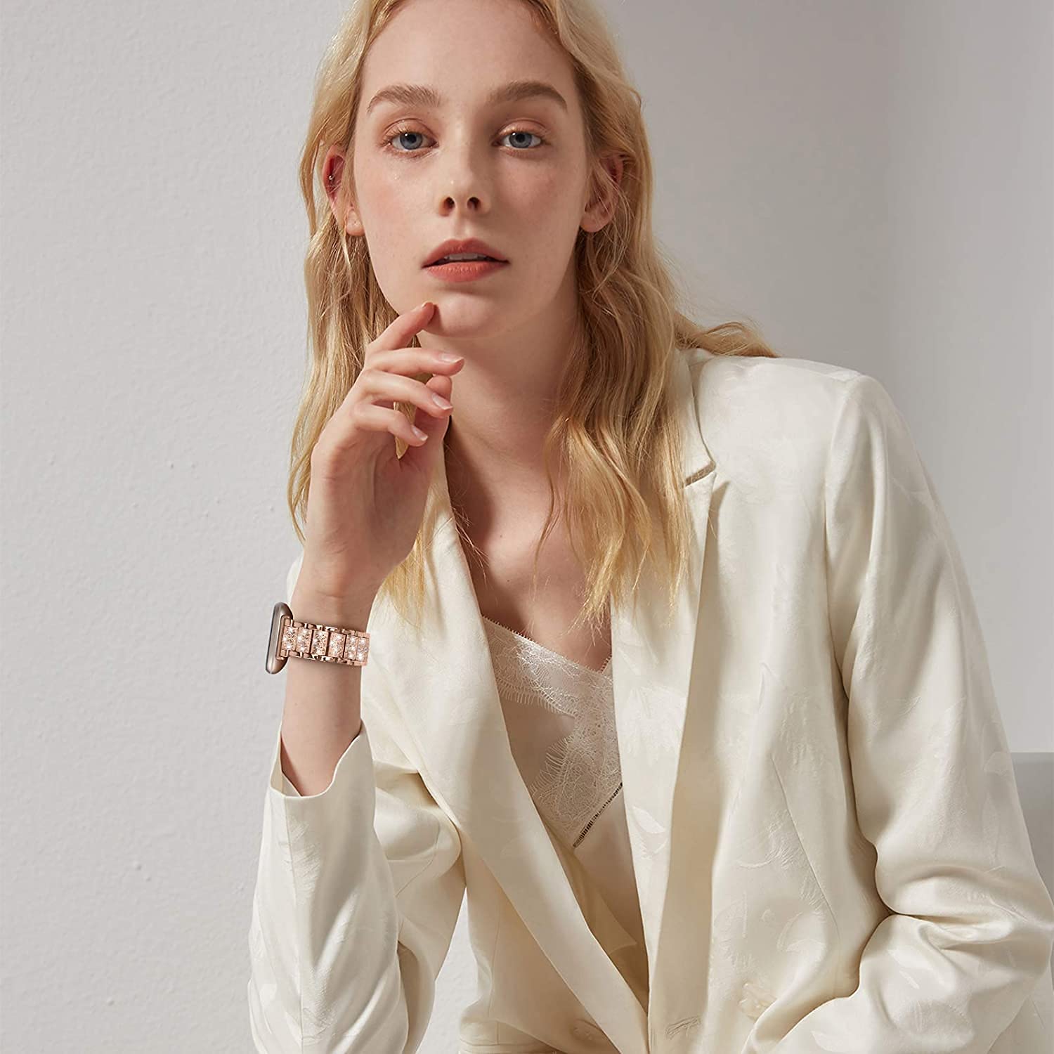 FitTurn FitTurn Jewelry Bands Compatible with Letscom, Letsfit, Lintelek, Yamay Watch, Diamond Rhinestone Bracelet Metal Strap Adjustment Tool for ID205L, - View 6 of 8