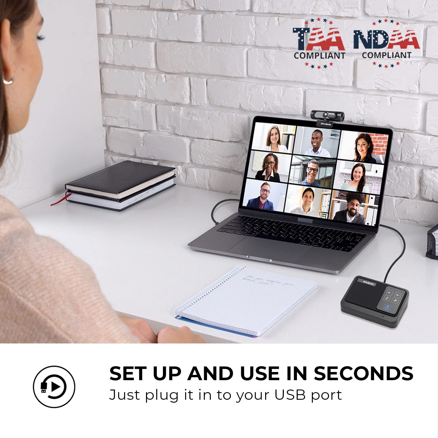 AVerMedia AVerMedia AS311 AI Speakerphone with Noise Suppression and Voice Pickup for Easy Conference Calls and Work from Home Setup - View 6 of 6