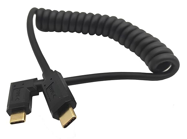 Qaoquda Qaoquda USB C Cable 3.1 Male to Male Coiled 3FT - 10Gbps Fast Charging & Data Extension