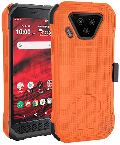 Nakedcellphone Bright Orange Nakedcellphone Combo Case for Verizon Kyocera DuraForce Ultra 5G UW - Slim Kickstand & Rotating Belt Clip - View 4 of 11