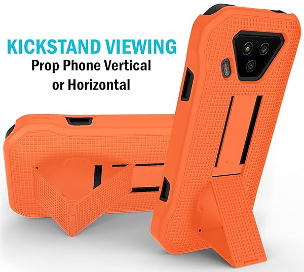 Nakedcellphone Bright Orange Nakedcellphone Combo Case for Verizon Kyocera DuraForce Ultra 5G UW - Slim Kickstand & Rotating Belt Clip - View 5 of 11
