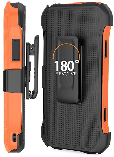 Nakedcellphone Bright Orange Nakedcellphone Combo Case for Verizon Kyocera DuraForce Ultra 5G UW - Slim Kickstand & Rotating Belt Clip - View 6 of 11