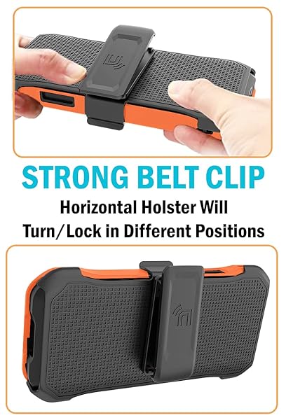 Nakedcellphone Bright Orange Nakedcellphone Combo Case for Verizon Kyocera DuraForce Ultra 5G UW - Slim Kickstand & Rotating Belt Clip - View 7 of 11