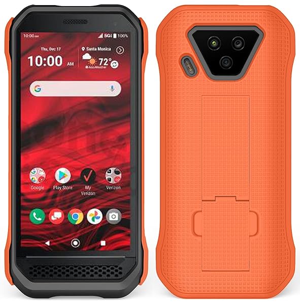 Nakedcellphone Bright Orange Nakedcellphone Combo Case for Verizon Kyocera DuraForce Ultra 5G UW - Slim Kickstand & Rotating Belt Clip - View 10 of 11