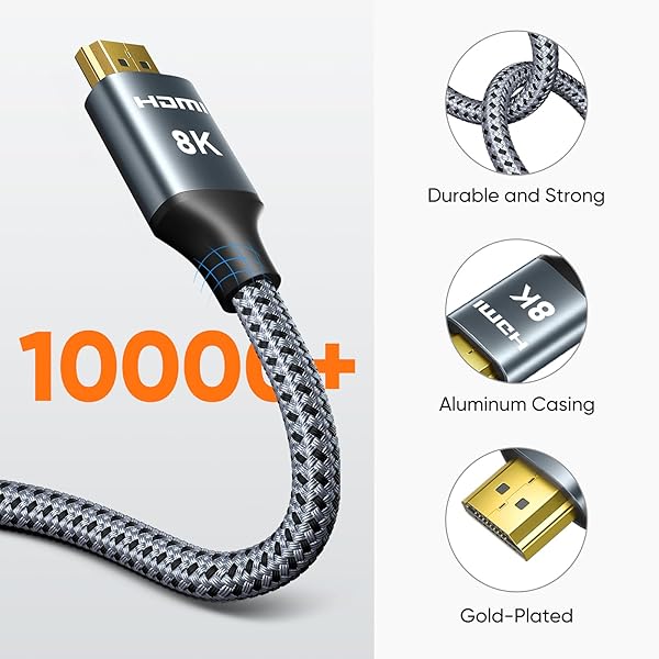ARISKEEN ARISKEEN 8K HDMI Cable 15 FT High Speed 48Gbps HDMI 2.1 for 8K 60Hz 4K 120Hz 144Hz Braided Cord - View 8 of 8