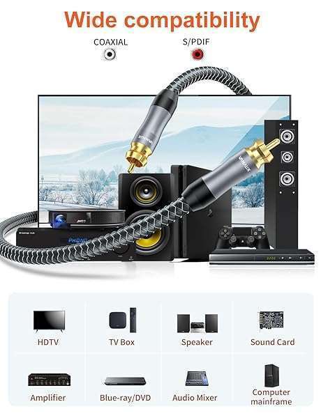 VANAUX VANAUX 16.5ft Subwoofer Cable - Digital Coaxial RCA to RCA for Home Theater & Soundbar - View 4 of 7