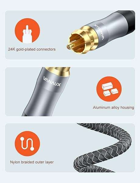 VANAUX VANAUX 16.5ft Subwoofer Cable - Digital Coaxial RCA to RCA for Home Theater & Soundbar - View 5 of 7