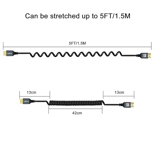 Twozoh Twozoh 4K HDMI Coiled Cable - 1.5M Extender for 3D, UHD, 1080p | HDMI 2.0a/b Compatible - View 3 of 8