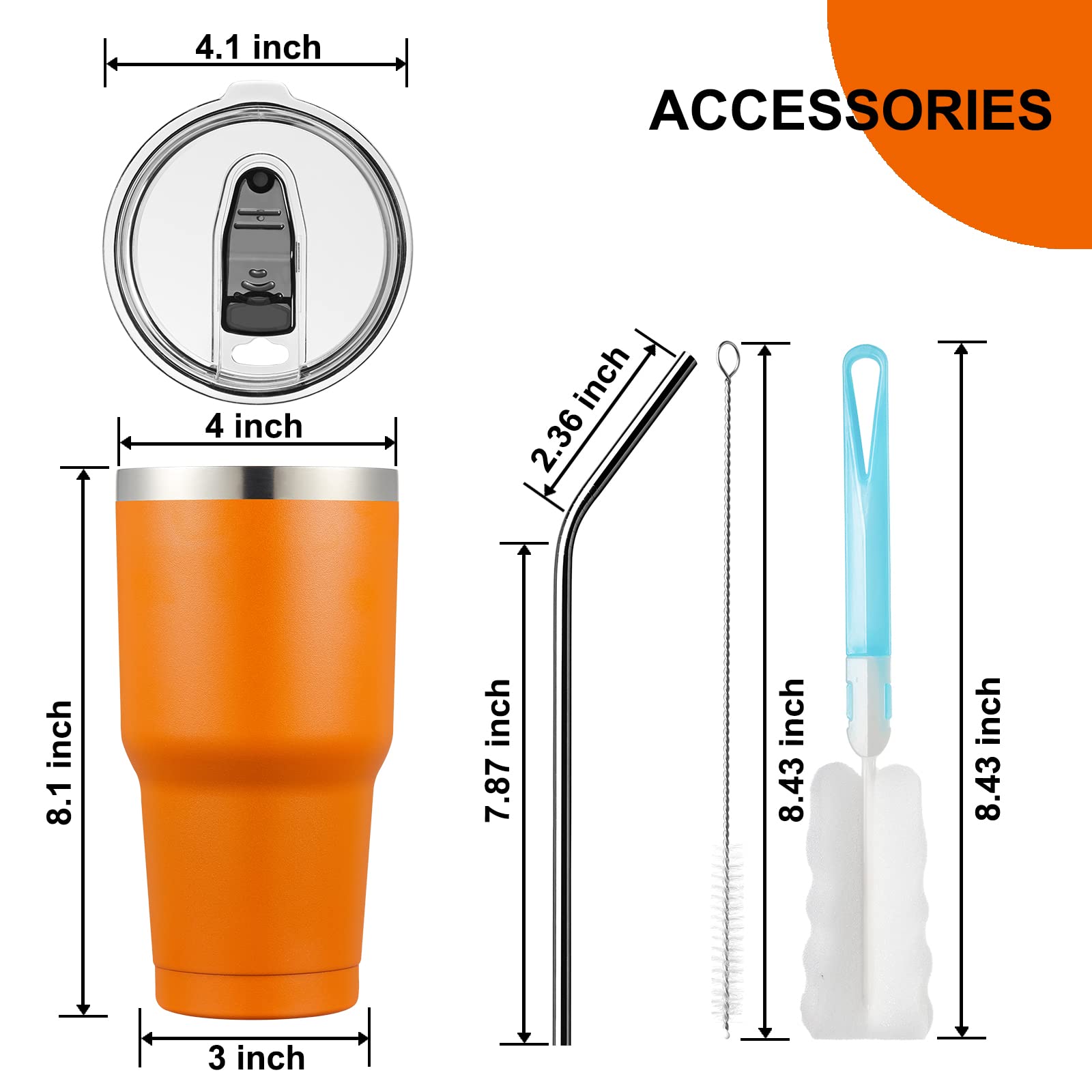 COMOOO 30oz Stainless Steel Insulated Tumbler with Lid Double Wall Vacuum Coffee Cup Large Travel Mug for Home Office School Party Navy 4 Pack - View 3 of 7