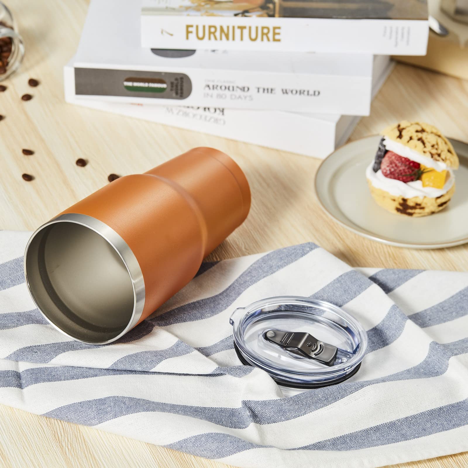 COMOOO 30oz Stainless Steel Insulated Tumbler with Lid Double Wall Vacuum Coffee Cup Large Travel Mug for Home Office School Party Navy 4 Pack - View 4 of 7