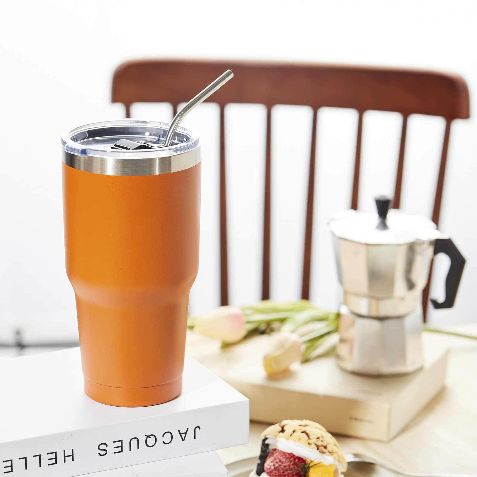 COMOOO 30oz Stainless Steel Insulated Tumbler with Lid Double Wall Vacuum Coffee Cup Large Travel Mug for Home Office School Party Navy 4 Pack - View 7 of 7