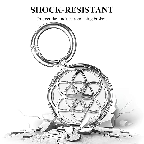 VIIVY VIYIV VIIVY VIYIV Protective Case for AirTag Key Wallet Finder Hollow Out Metal Keychain Cover Compatible with Air Tag Tracker Holder Silver - View 7 of 10