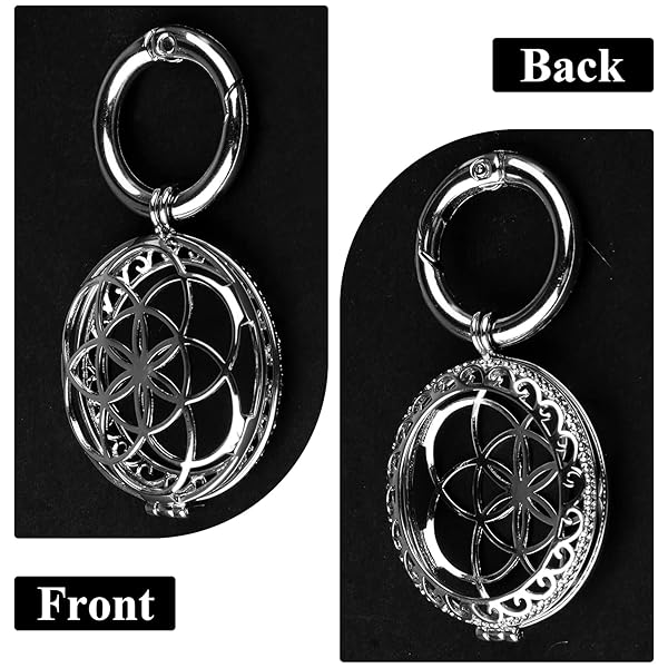 VIIVY VIYIV VIIVY VIYIV Protective Case for AirTag Key Wallet Finder Hollow Out Metal Keychain Cover Compatible with Air Tag Tracker Holder Silver - View 8 of 10