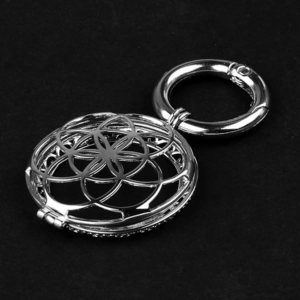 VIIVY VIYIV VIIVY VIYIV Protective Case for AirTag Key Wallet Finder Hollow Out Metal Keychain Cover Compatible with Air Tag Tracker Holder Silver - View 10 of 10