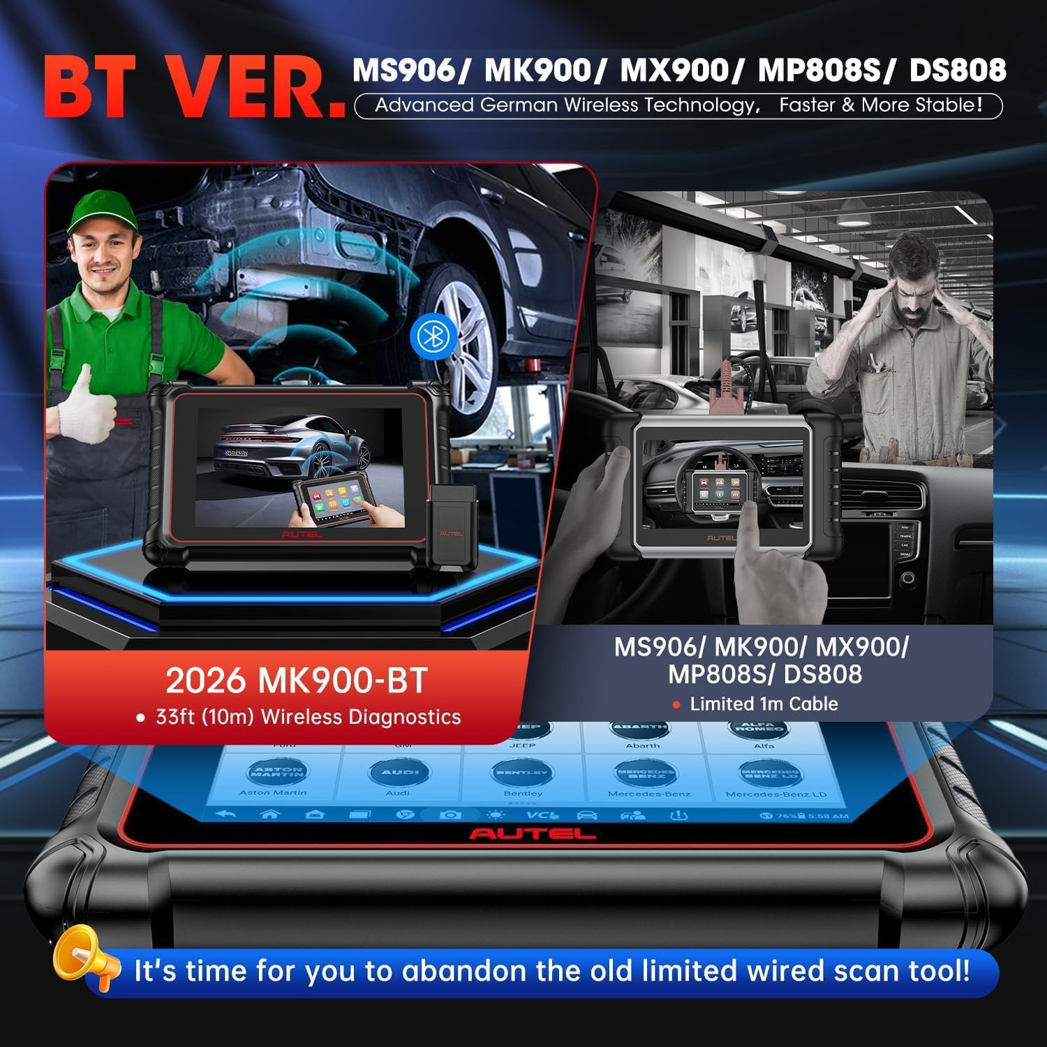 Autel Autel Scanner MaxiCOM MK900BT, 2025 MK900-BT Bidirectional Diagnostic Scan Tool, 2.0 BT Ver. of MK900 MX900, 8in Up of MK808S MK808BT PRO MX808S - View 4 of 9