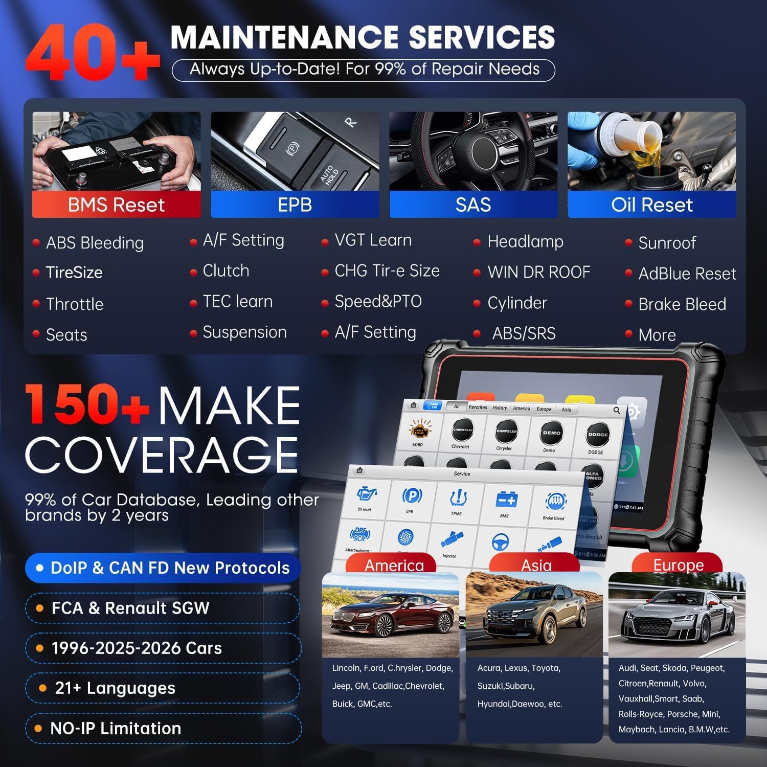 Autel Autel Scanner MaxiCOM MK900BT, 2025 MK900-BT Bidirectional Diagnostic Scan Tool, 2.0 BT Ver. of MK900 MX900, 8in Up of MK808S MK808BT PRO MX808S - View 5 of 9