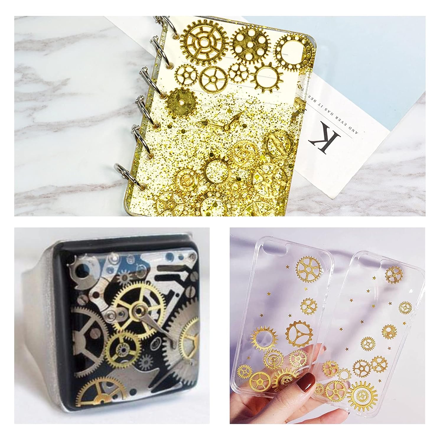 OLYCRAFT OLYCRAFT 400Pcs Resin Fillers Antique Steampunk Gears Charms 8-Color UV Epoxy Resin Supplies Filling Accessories for Jewelry Making Decoration - View 7 of 7