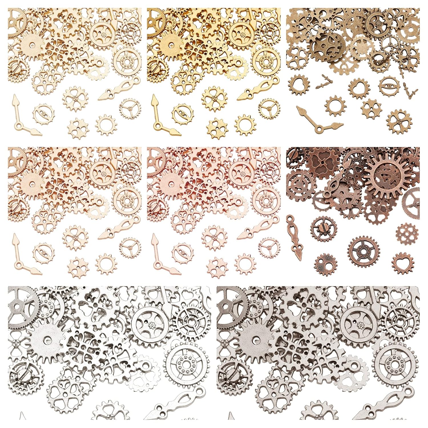 OLYCRAFT 400Pcs Resin Fillers Antique Steampunk Gears Charms 8-Color UV Epoxy Resin Supplies Filling Accessories for Jewelry Making Decoration