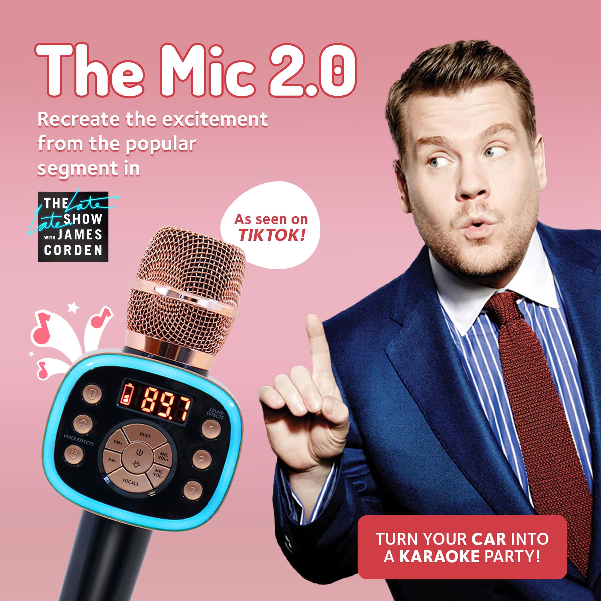 Singing Machine Carpool Karaoke Machine for Kids and Adults, Carpool Karaoke The Mic 2.0 - Wireless and Bluetooth Karaoke Microphone with Voice Changing Sound - View 2 of 6