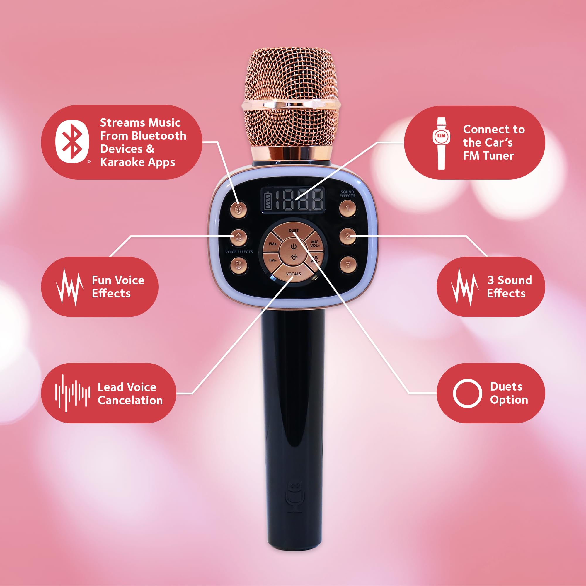 Singing Machine Carpool Karaoke Machine for Kids and Adults, Carpool Karaoke The Mic 2.0 - Wireless and Bluetooth Karaoke Microphone with Voice Changing Sound - View 3 of 6