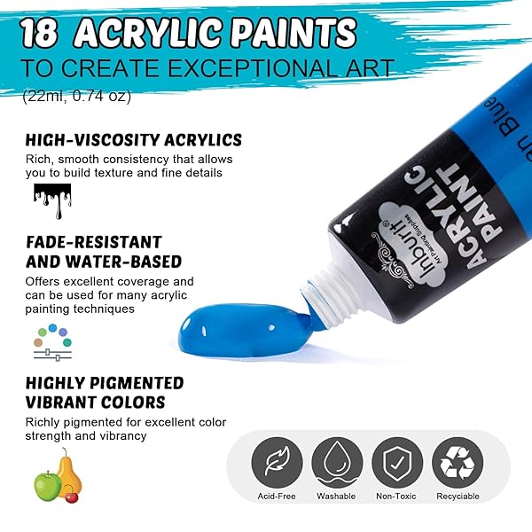 Inburit Inburit Art Paint Set for Kids with Canvas Panels Brushes Acrylic Paints and Easel Ideal for Students Beginners and Creative Fun - View 4 of 9