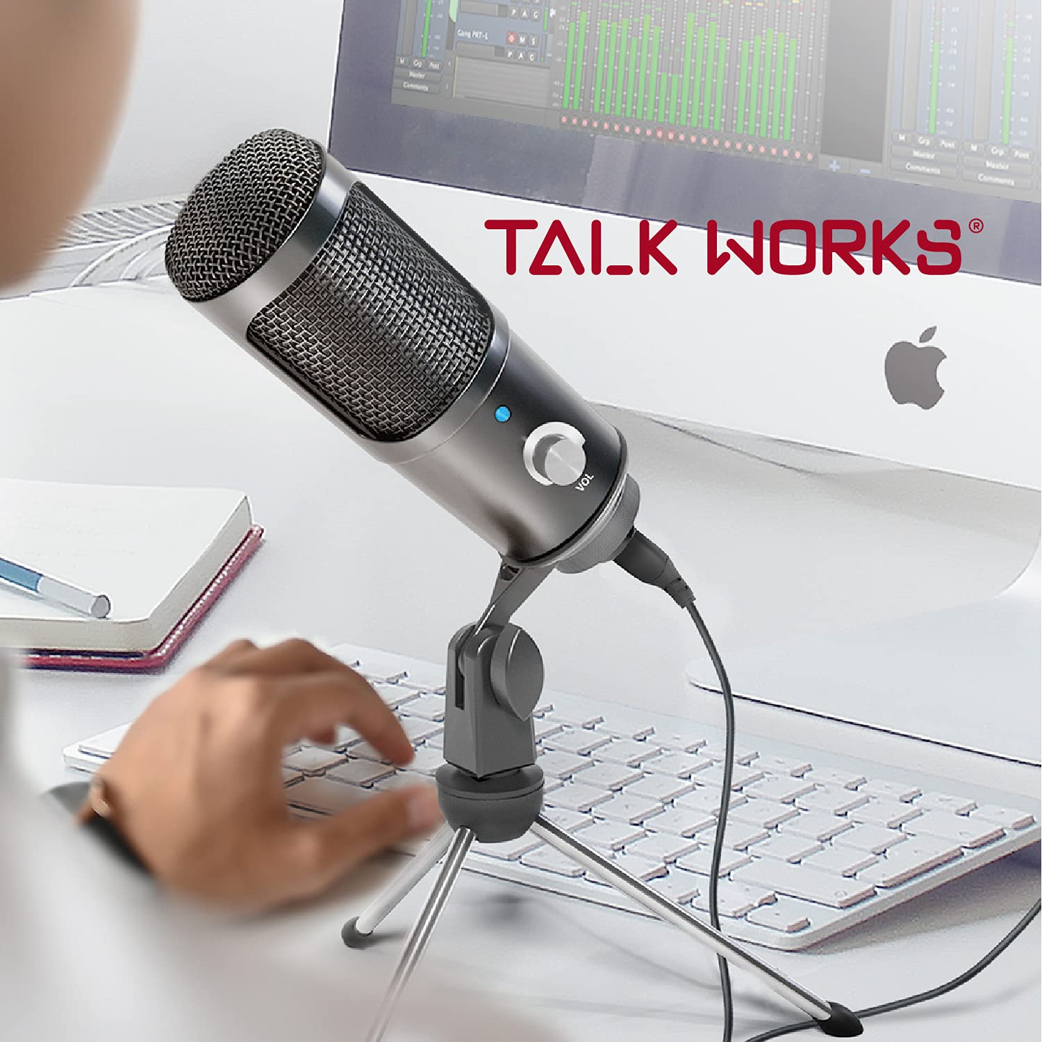TalkWorks TalkWorks USB Microphone with Tripod for Gaming Streaming Meetings Podcasts Recording Adjustable Portable USB Cable Included - View 6 of 6