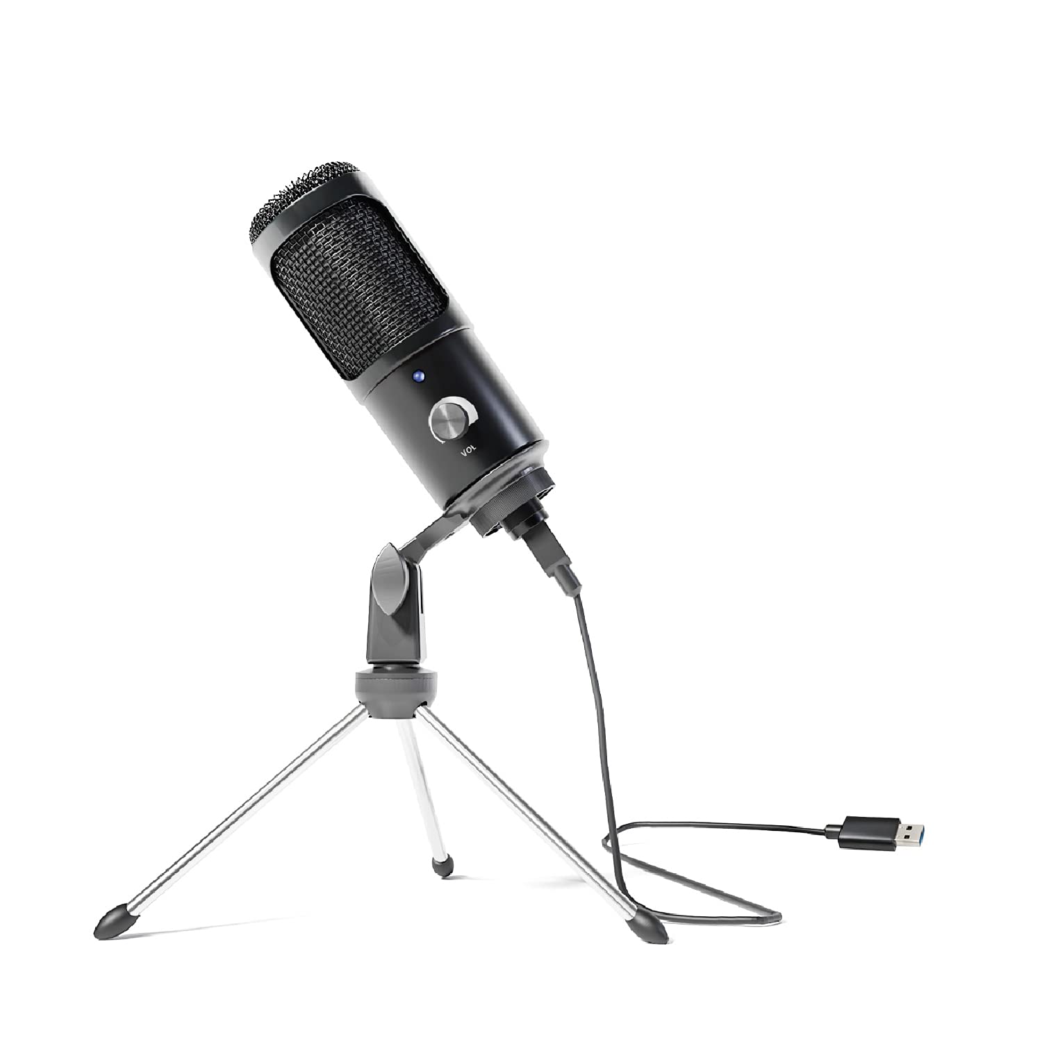 TalkWorks USB Microphone with Tripod for Gaming Streaming Meetings Podcasts Recording Adjustable Portable USB Cable Included
