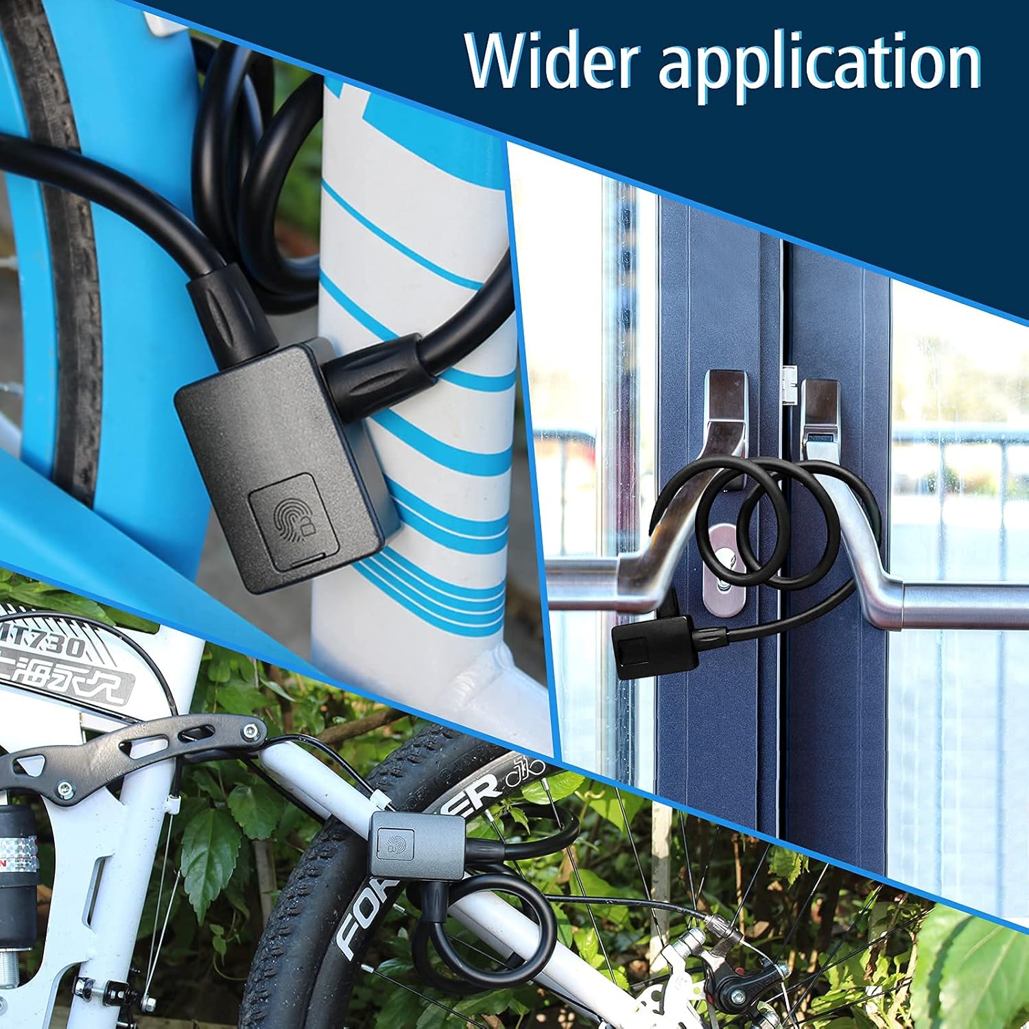 MYPIN MYPIN Bluetooth Fingerprint Bike Lock, Anti-Theft, Waterproof, 1M Cable, IP65, Combination Lock, Fingerprint and Bluetooth Unlock, Heavy Duty - View 9 of 9