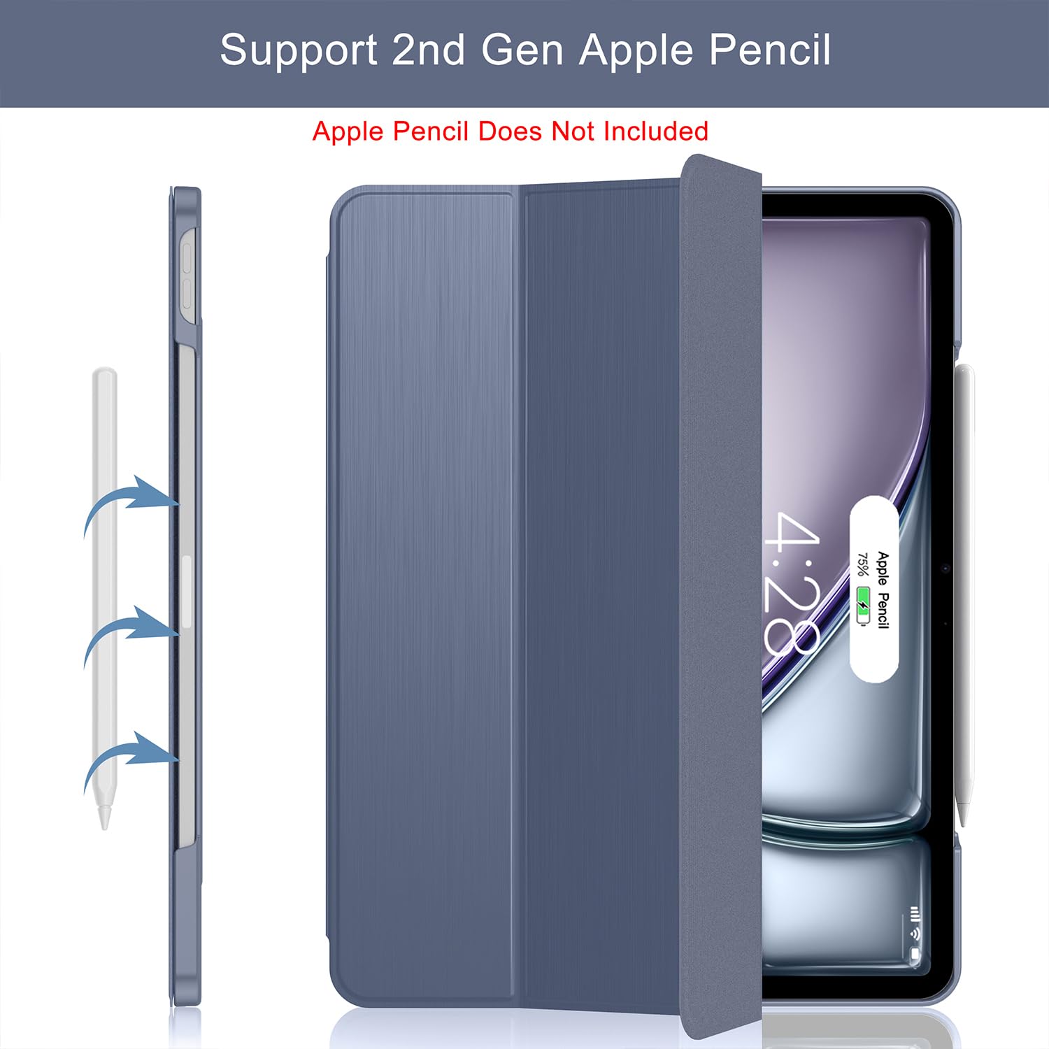 Soke Soke iPad Air 13 Inch Case 2025 2024 iPad Pro 12.9 Case Slim Trifold Stand Auto Wake Sleep Protective Hard PC Back Cover Lavender - View 3 of 9