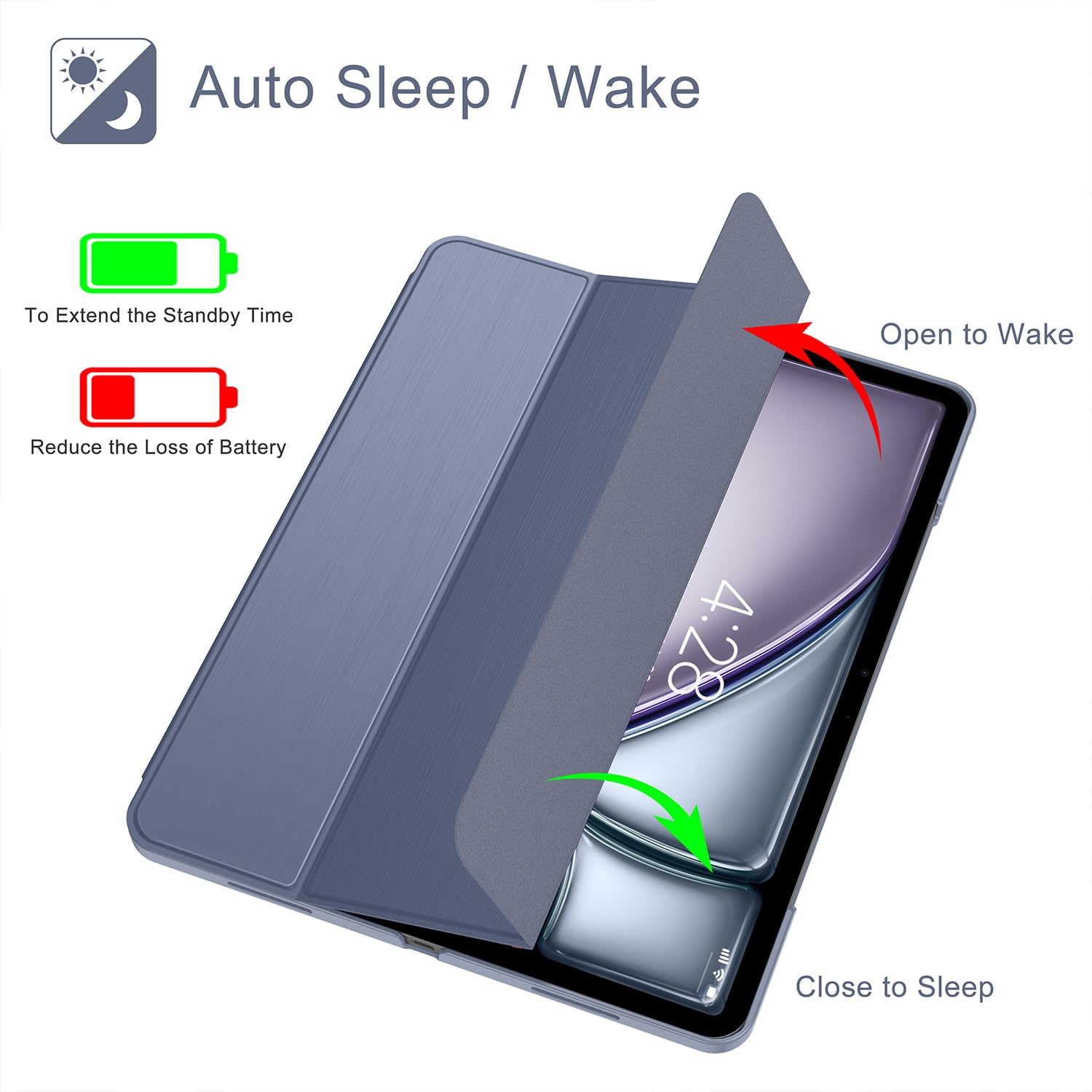 Soke Soke iPad Air 13 Inch Case 2025 2024 iPad Pro 12.9 Case Slim Trifold Stand Auto Wake Sleep Protective Hard PC Back Cover Lavender - View 4 of 9