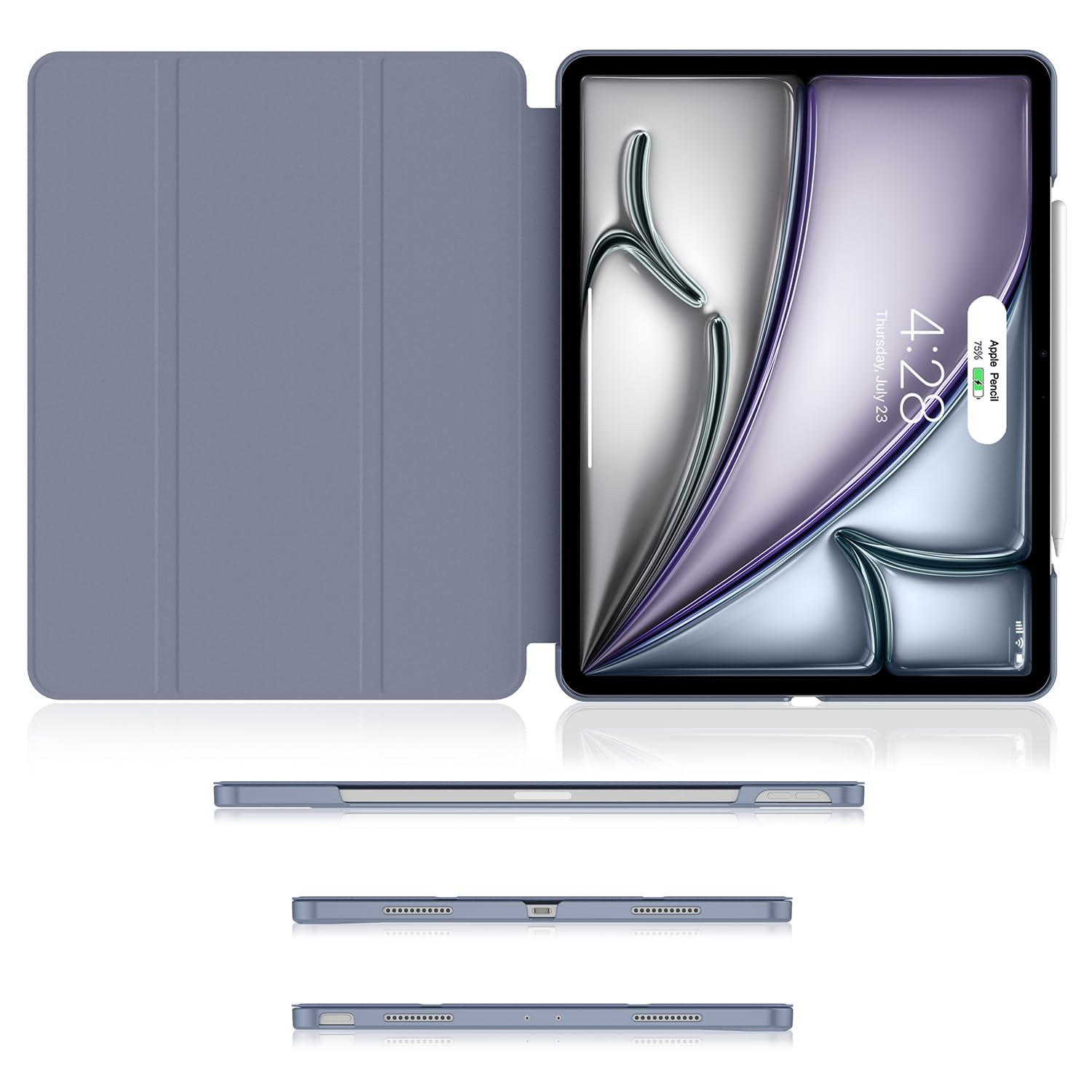 Soke Soke iPad Air 13 Inch Case 2025 2024 iPad Pro 12.9 Case Slim Trifold Stand Auto Wake Sleep Protective Hard PC Back Cover Lavender - View 6 of 9