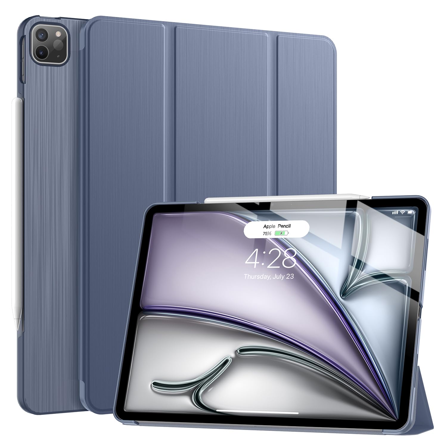 Soke Soke iPad Air 13 Inch Case 2025 2024 iPad Pro 12.9 Case Slim Trifold Stand Auto Wake Sleep Protective Hard PC Back Cover Lavender