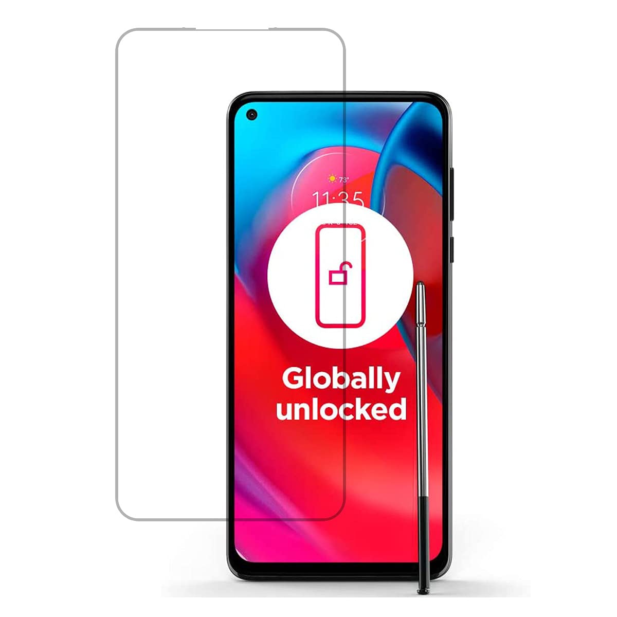 UPONEW UPONEW for Motorola G Stylus 5G 2021 Tempered Glass Screen Protector - [2 Pack] Motorola Moto G Stylus 5G 2021 Front High Clear Films Bubble Free - View 2 of 5